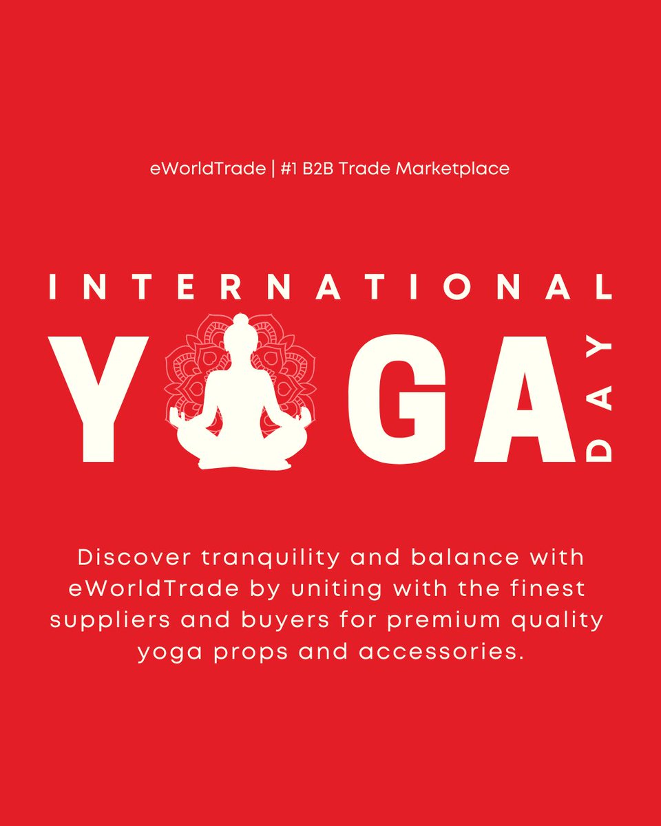 - This #InternationalYogaDay, we embrace the #AudhavKutumbakam spirit and welcome you to @eWorld_Trade!

From mats to props, our #B2BMarketplace offers a world of possibilities. So join us today by heading to 🔗 bit.ly/3UdRBIz. 🙌

#WorldYogaDay #B2B #EWORLDTRADE