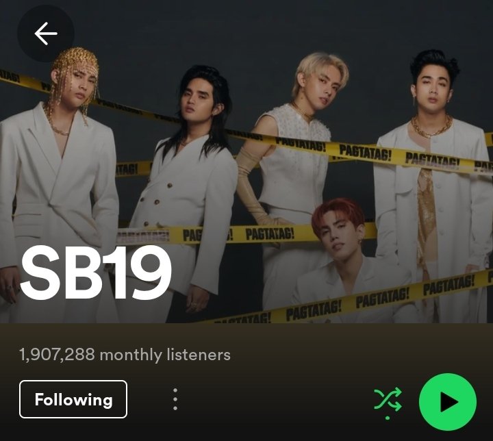 SB19 reaches a new peak of 1.9M monthly listeners on Spotify! So proud of you, boys! 💙

@SB19Official #SB19