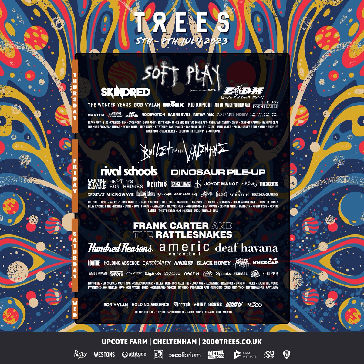 🌳 TWO WEEKS TO GO until we're back in the trees where we all belong!!!! We've got a monster lineup featuring friends old and new, and we can't wait to welcome you back for the best rock party of 2023.

🌳 Are you ready?

🎟️ link.dice.fm/2000trees