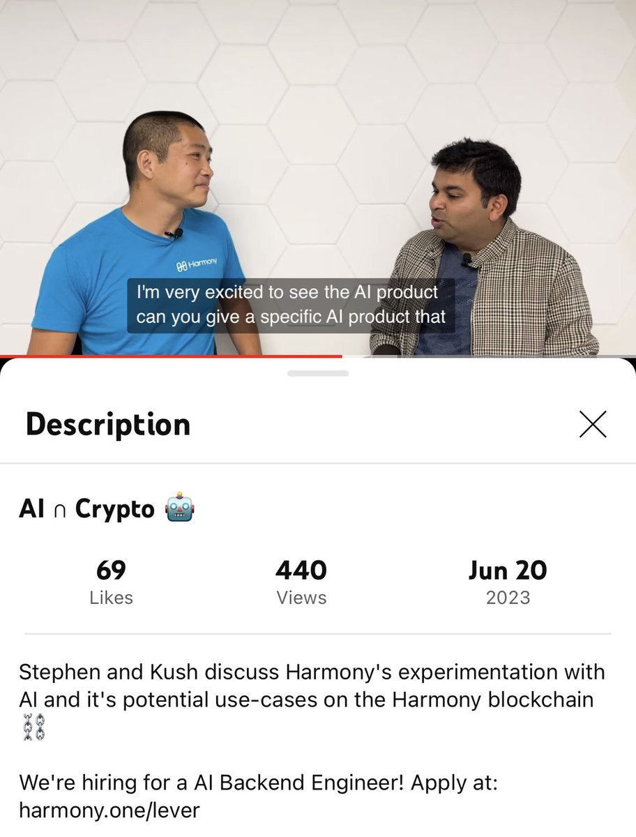 .@harmonyprotocol / @kushagra 🙏 “ I’m very excited to see the #AI product. Can you give a specific AI product that you will launch 🚀 “ ? @stse 🩵 #BUIDL #HarmonyONE $ONE #Crypto #OpenAI #ChatGPT #google #Bitcoin #Binance