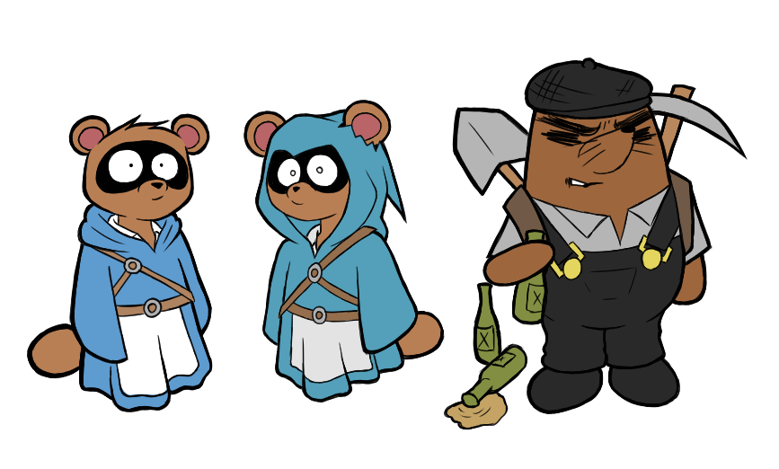 chosen_2525's tweet photo. I drew more fantasy designs for Animal Crossing characters. The characters are (from left to right) Timmmy, Tommy, and Resetti https://t.co/yVGSf49tY3
