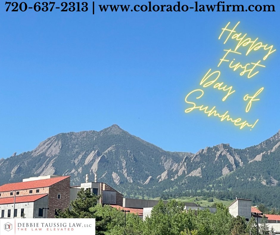 🌞Happy First Day of Summer 2023! 

Call ☎️us today & we will give you a free claim evaluation at 720-637-2313, or visit our website at ow.ly/LWe250OU2UI

 #Summer2023 #BoulderCO #DenverMetro #PersonalInjuryLawFirm #WomanOwnedBusiness #FightForYou #CUBoulder #BoulderLife