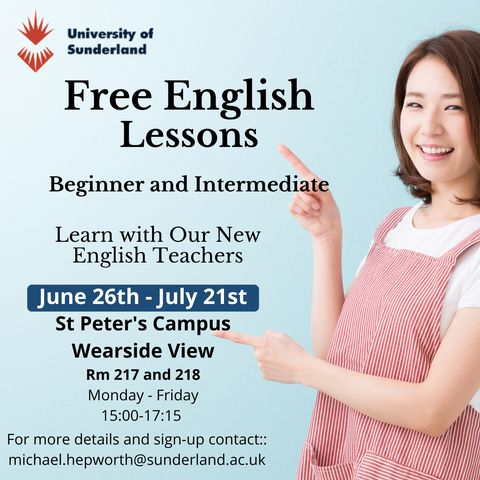 Free English classes every day for a month! Starting next week!