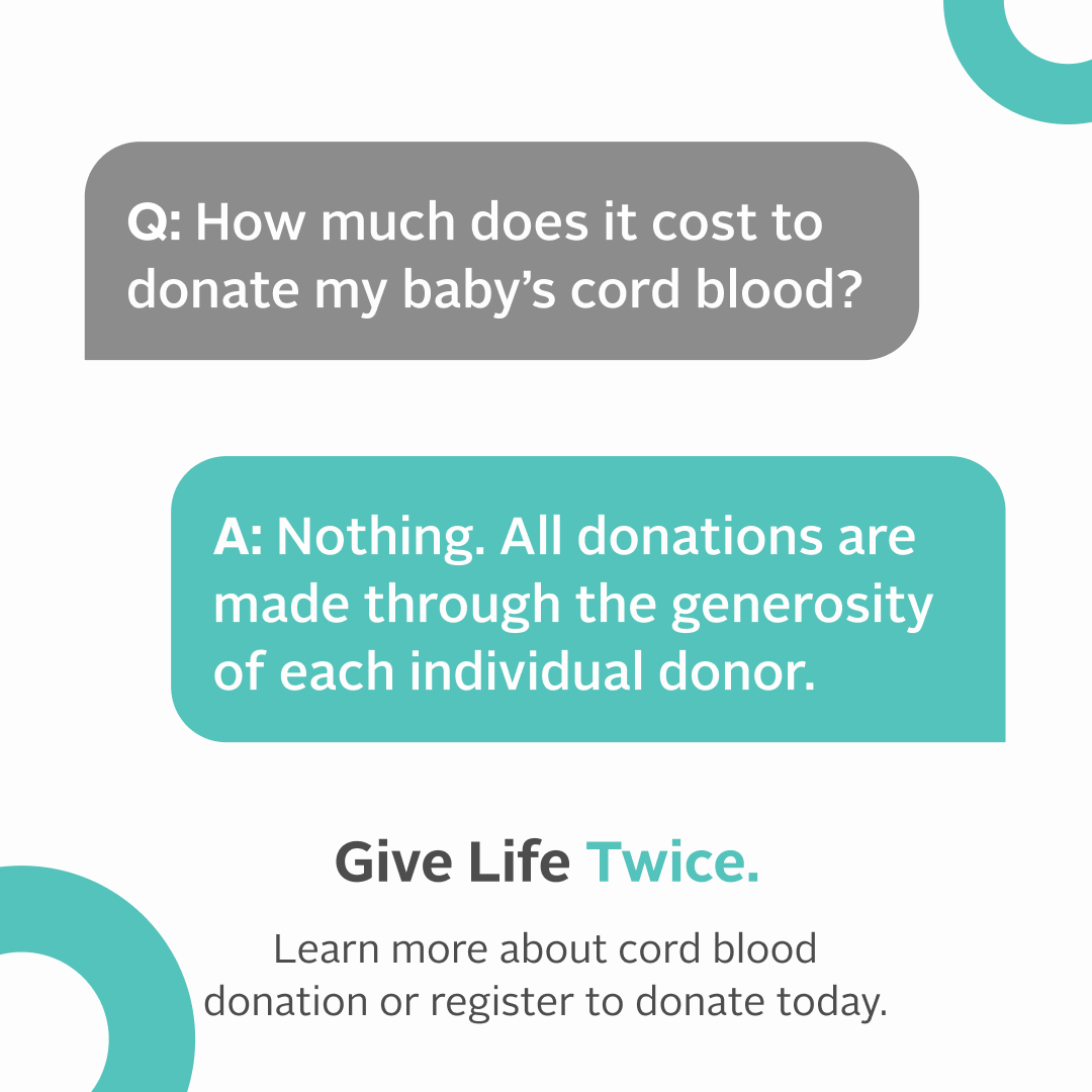 Donating your baby's cord blood to Canadian Blood Services' Cord Blood Bank is absolutely free! 

We are so grateful for the generosity of our donors in giving this priceless gift. Interested in donating your baby’s cord blood? 

Learn more by visiting the ow.ly/XJke50ORWGv