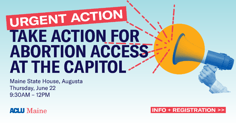 ACLUMaine's tweet photo. Lawmakers could vote to expand abortion access any day, but the State House has been flooded with anti-abortion protesters and lawmakers need to hear from you!

THURSDAY: Join us with @PPMEAF in Augusta to support #LD1619. Click below for info + registration. #MEPolitics
