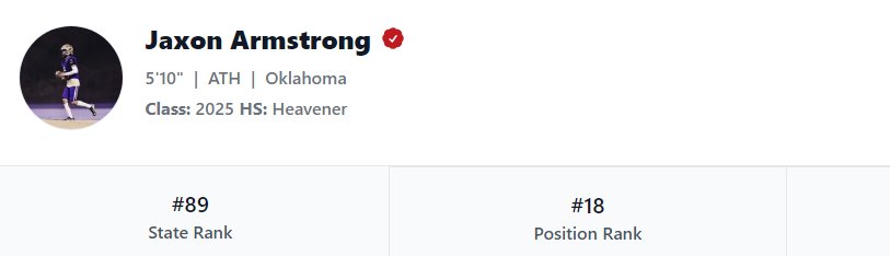 Jaxon_Armstrong4 (@armstrong4jaxon) on Twitter photo Thanks <a href="/PrepRedzoneOK/">Prep Redzone Oklahoma</a> for the love. Blessed to even be on this list, especially with all the ballers in the 2025 class.
Rankings aren't the goal though.
<a href="/CoachJack21/">Jack Armstrong</a> <a href="/coachmagoo67/">Jamie Armstrong</a> <a href="/seancooper_C4/">Sean Cooper</a> <a href="/C4SportOklahoma/">C4 SportsPerformance</a> Thanks <a href="/PrepRedzoneOK/">Prep Redzone Oklahoma</a> for the love. Blessed to even be on this list, especially with all the ballers in the 2025 class.
Rankings aren't the goal though.
<a href="/CoachJack21/">Jack Armstrong</a> <a href="/coachmagoo67/">Jamie Armstrong</a> <a href="/seancooper_C4/">Sean Cooper</a> <a href="/C4SportOklahoma/">C4 SportsPerformance</a>