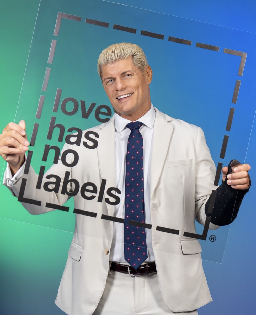 The American Nightmare @CodyRhodes supporting #PrideMonth - always an ally! The BEST! 🏳️‍⚧️🏳️‍🌈 @LoveHasNo_ @WWE 

#LoveHasNoLabels 🌈