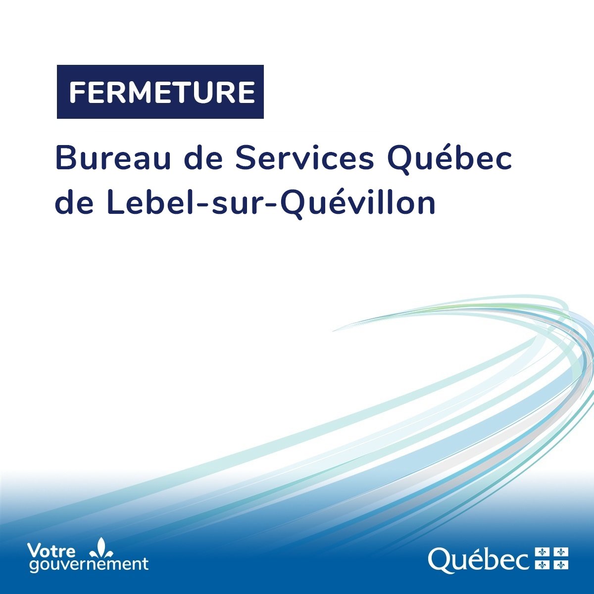 #FeuxDeForêt | MISE À JOUR 

Le Bureau de Services Québec de Lebel-sur-Quévillon est fermé cet après-midi ainsi que demain, le 22 juin. Les personnes clientes de ce bureau peuvent communiquer à celui de Chibougamau au 1 866 722-7354.