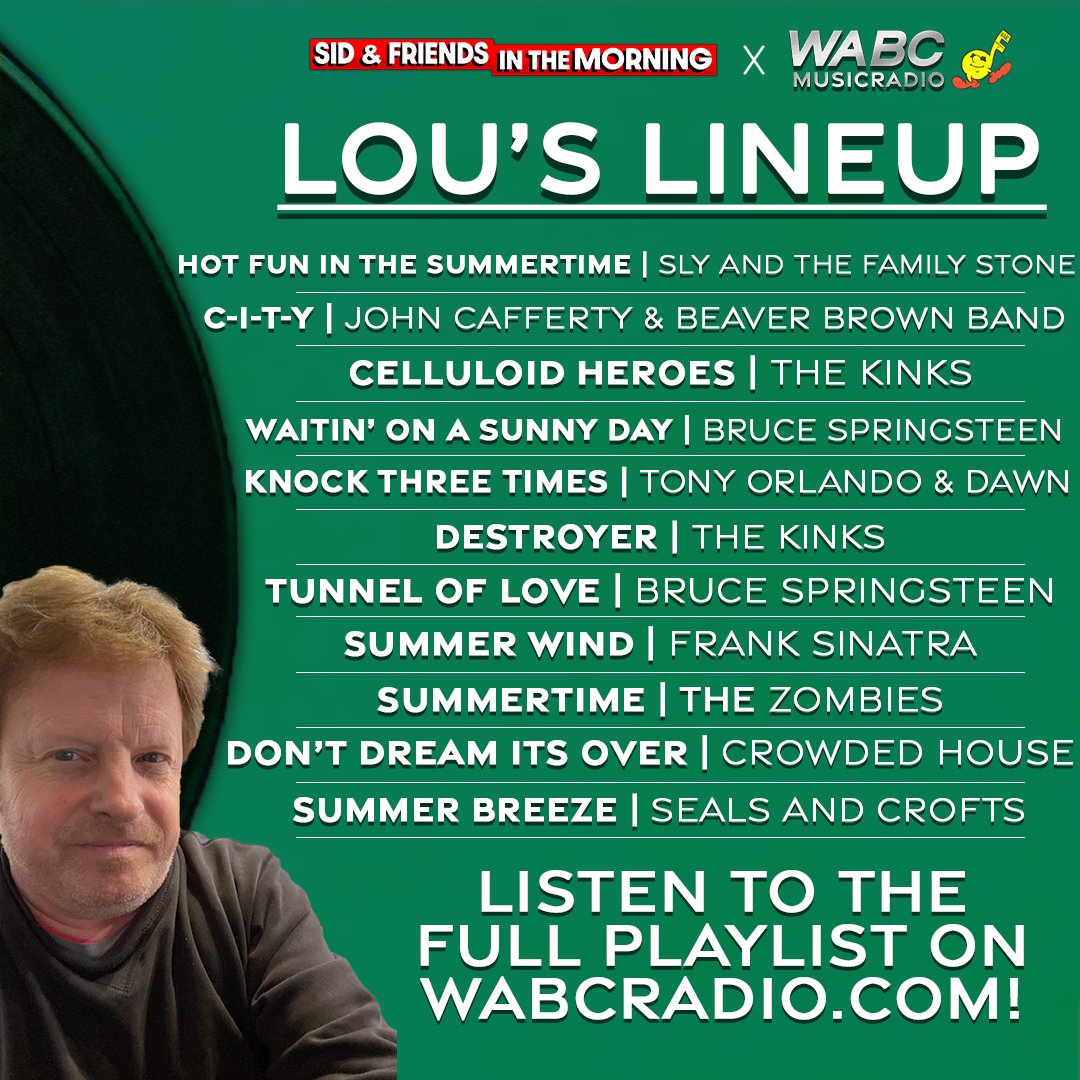 And now, it's time for Lou's Lineup!

LISTEN TO THE FULL #WEDNESDAY PLAYLIST HERE: wabcradio.com/2023/06/21/lou…