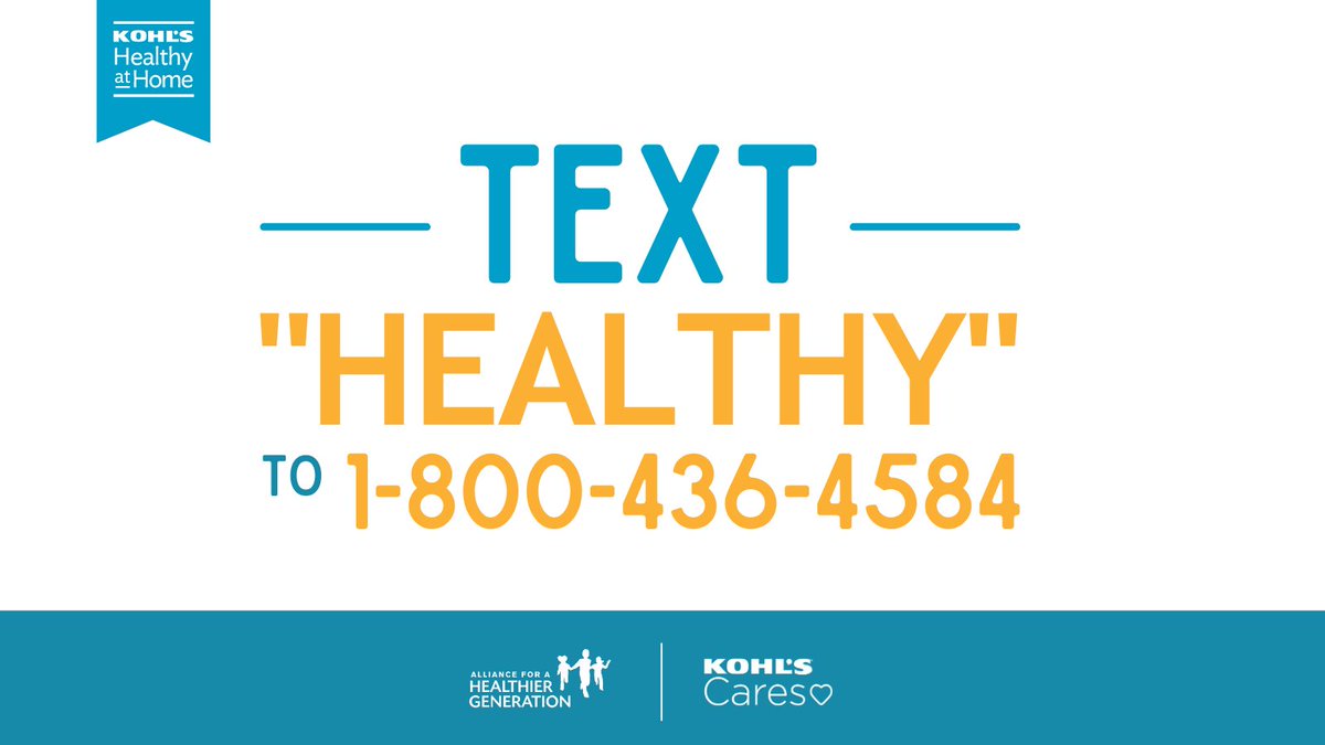 HealthierGen's tweet photo. We've teamed up with Kohl's to help families live healthy at home. Now, you can receive wellness tips and tools via text! Text “HEALTHY” to 1-800-436-4584 to get started.📱 #KohlsHealthyAtHome https://t.co/QHcgdc3ZKd