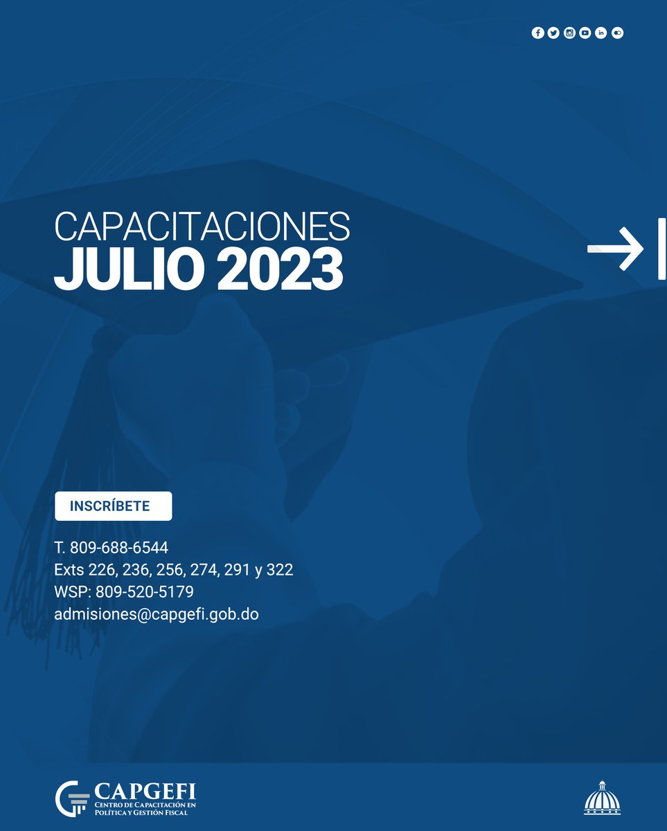 CAPGEFIRD's tweet photo. Conoce las capacitaciones disponible correspondiente al mes de julio del 2023.
¡Inscríbete YA!
Información e Inscripción:
📲 829-520-5179 ⚠️ ¡No llamadas!⚠️
☎️809-688-6544 Exts 226, 236, 256,233,274,291 y 322.
#Capacitación
#CentrodeCapacitación
#CAPGEFIRD https://t.co/pmW9fe81eB