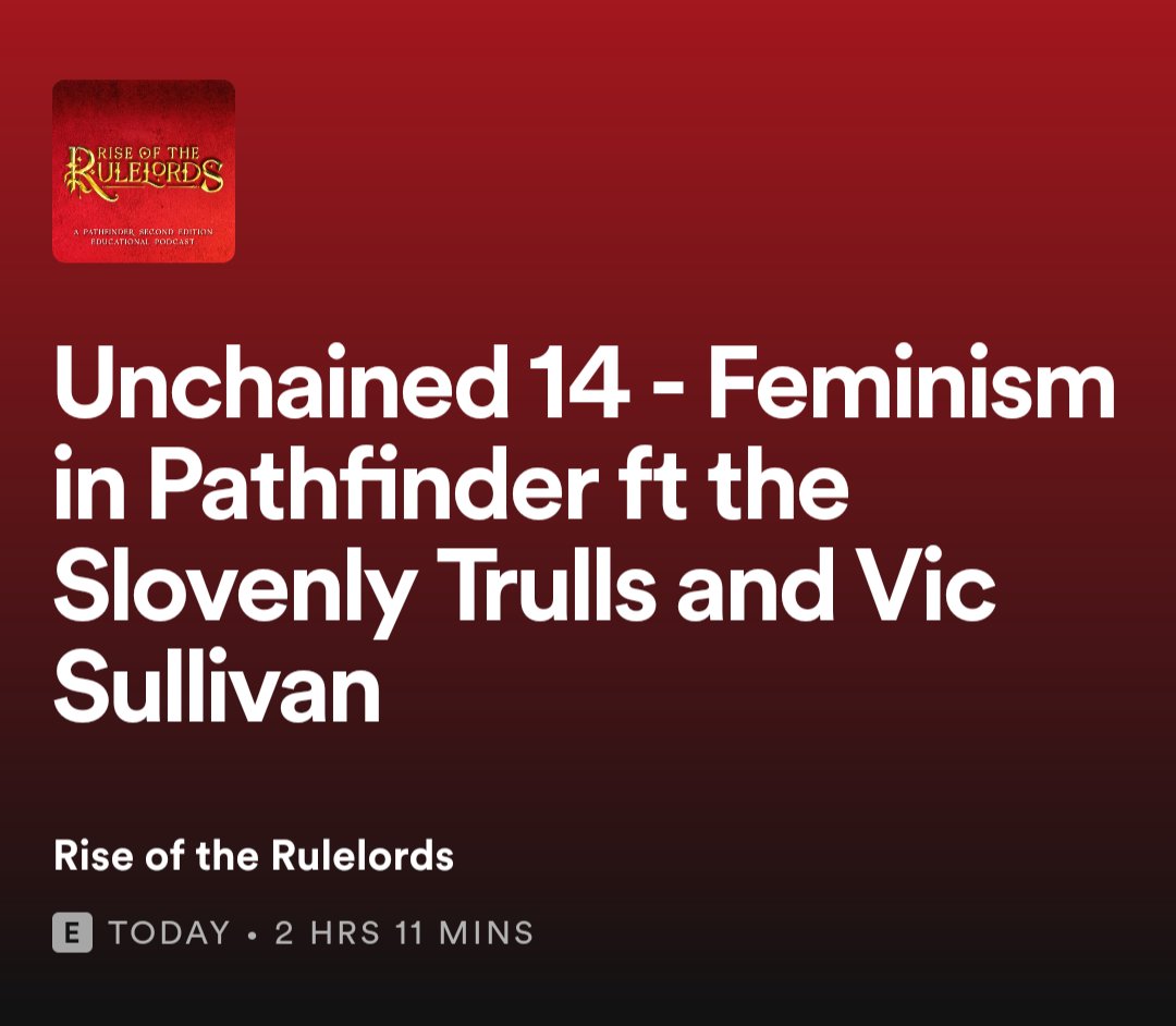 our episode with @Rulelord2E and @tentakrool is live!!! ❤️🔥

listen to us talk about feminist representation in pathfinder + d&d and also predict paizo dropping drow???? 🤯

(l1nk below)
