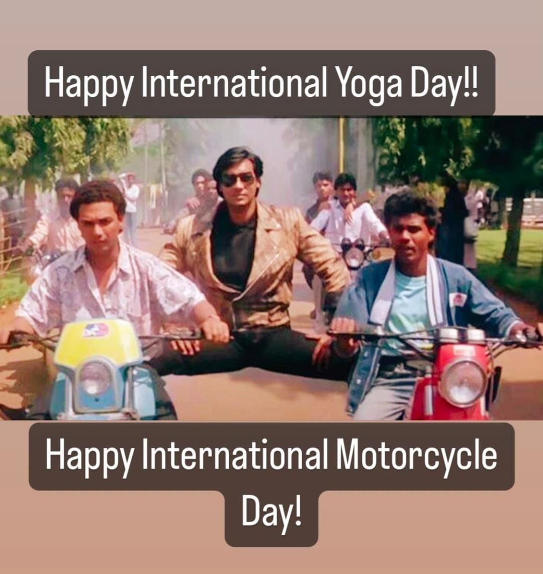#InternationalYogaDay23 #internationalmotorcycleday #yogachallenge #stayhealthy #yoga #ajaydevgan #phoolaurkaante