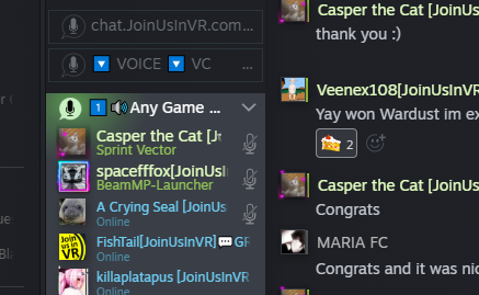 We are in game every week on different days.  See play.JoinUsInVR.com for the days and times