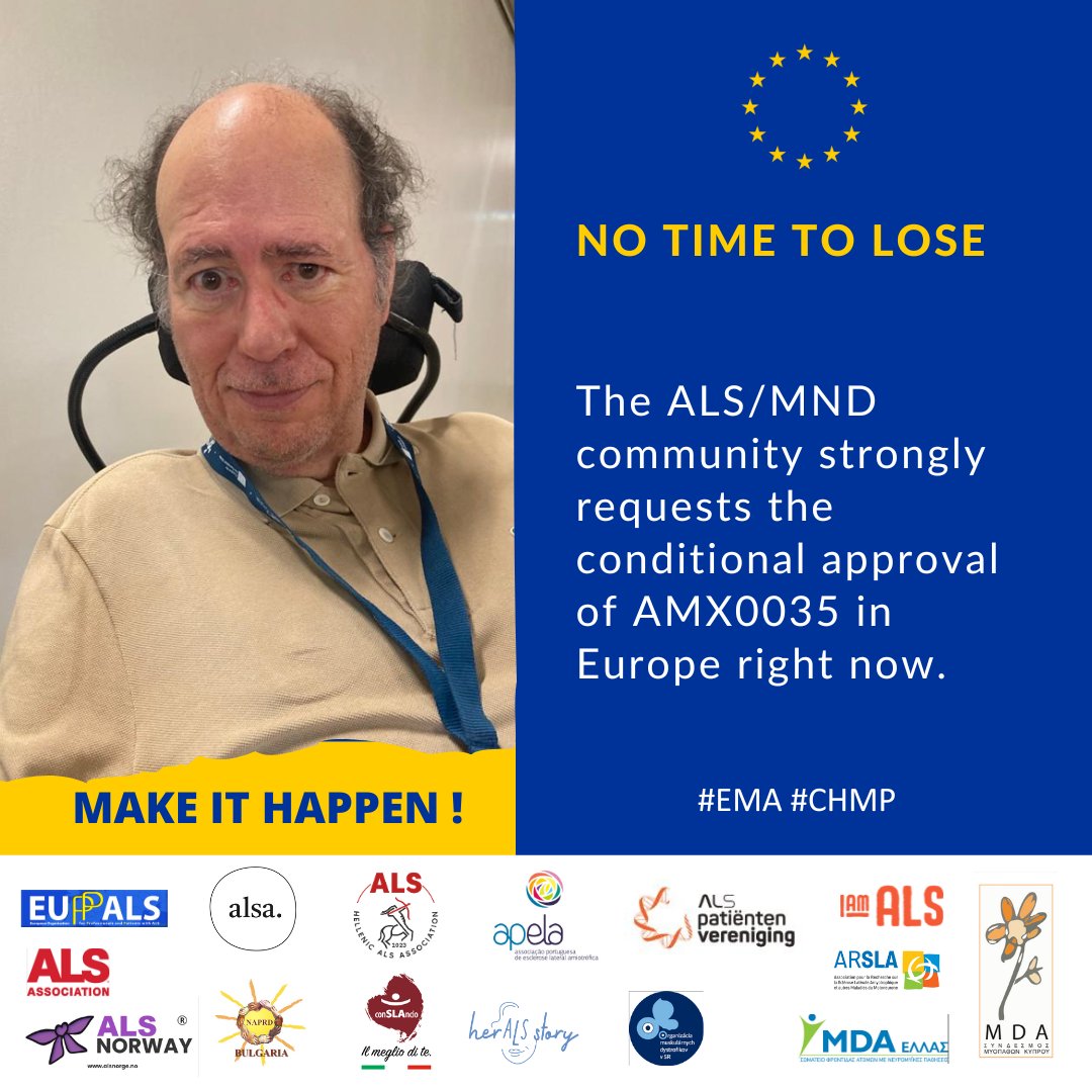 The time is #now for the @EMA_News to grant conditional approval of @AmylyxPharma’s #AMX0035 for #ALS #MND in #Europe. Make it happen #EMA #CHMP!”