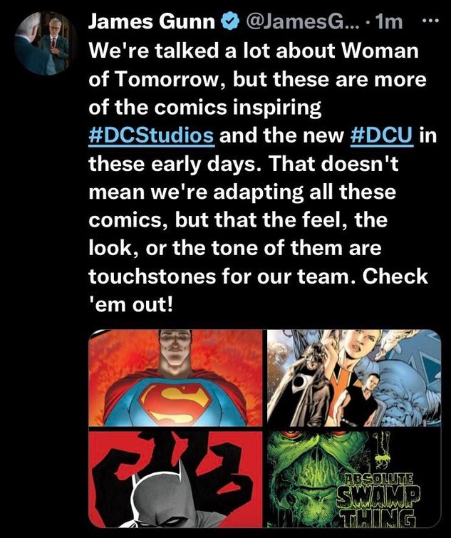 While at the MCU they are telling creators to ignore comics, this is how the DCU is starting.