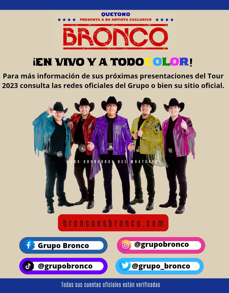 lasbroncudas's tweet photo. Dale follow a todas las redes sociales de @grupobronco y descubre las grandes sorpresas que tienen para ti así como estar super pendiente de su gira #EnVivoYATodoColor 🐴🎶🫶🥰💖

¿YA los sigues? 😁😁😁 @bronconeno @broncolupe @broncojoseadan @broncojavo @broncorene https://t.co/eEQHF6Rn9G