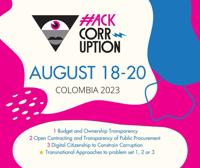 .@HackCorruption is calling on innovators from #Colombia, #Panama, #CostaRica, #Paraguay, and the #DominicanRepublic to apply for the upcoming #Tech4Good #AntiCorruption #hackathon. 

It is taking place in Colombia: August 18 - 20, 2023. 

Details: accountlab.typeform.com/hackcolombia