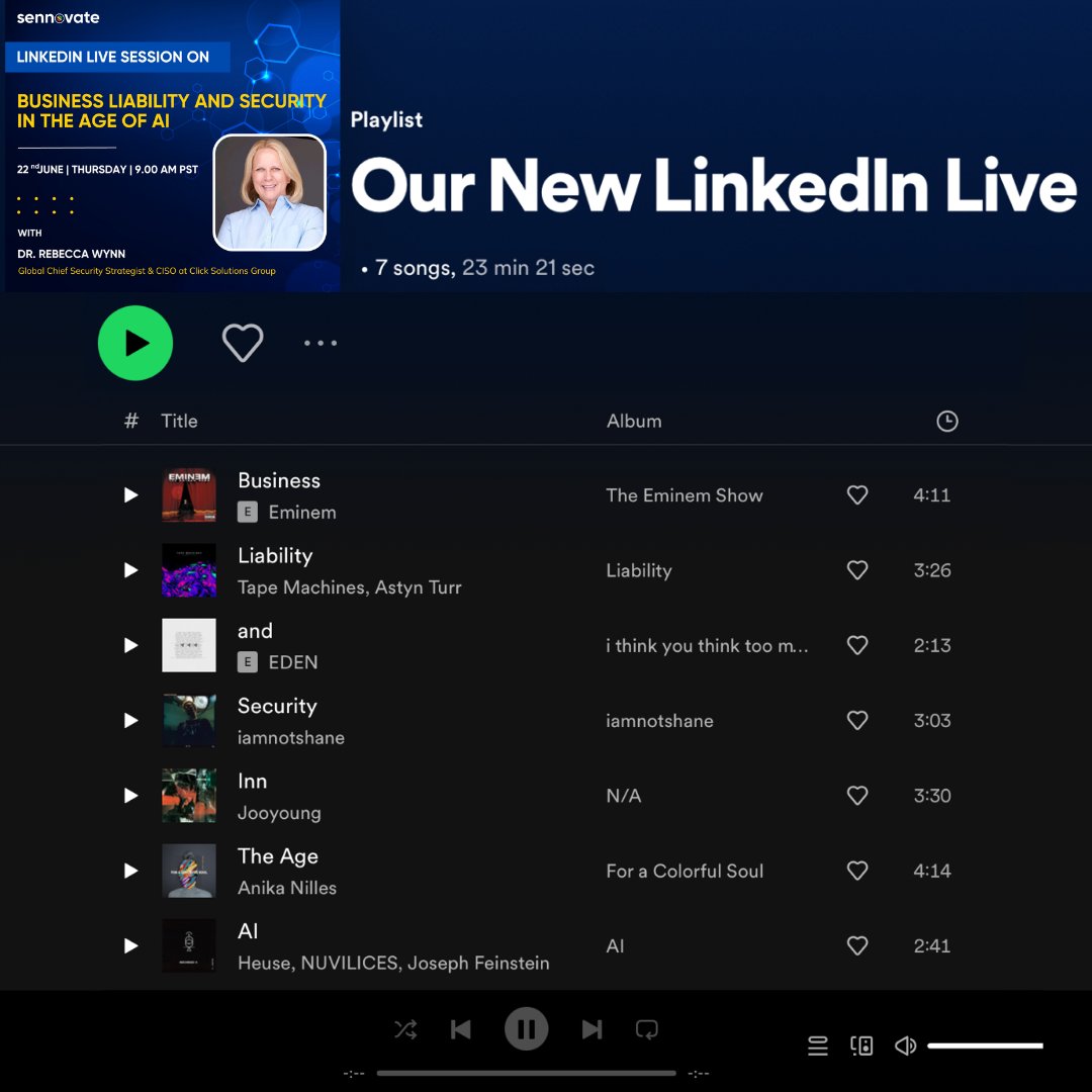 Rocking out to our #LinkedInLive playlist and getting ready for the ultimate virtual event🎶🎤on #WorldMusicDay!

Our #LinkedInLive playlist is sure to get you pumped up and ready for tomorrow’s must-attend live with Dr. Rebecca Wynn, CISO at Click Solutions Group.