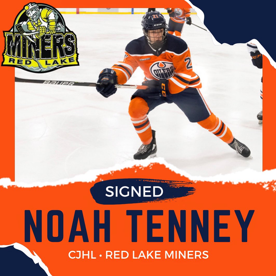 ✍️ CJHL SIGNING ✍️

Congrats to Forward Noah Tenney on signing with the @RedLakeMiners in the @cjhlhockey! 

#hockeyedm | #CJHL | #junioroilers | #thehardway | #minerfamily