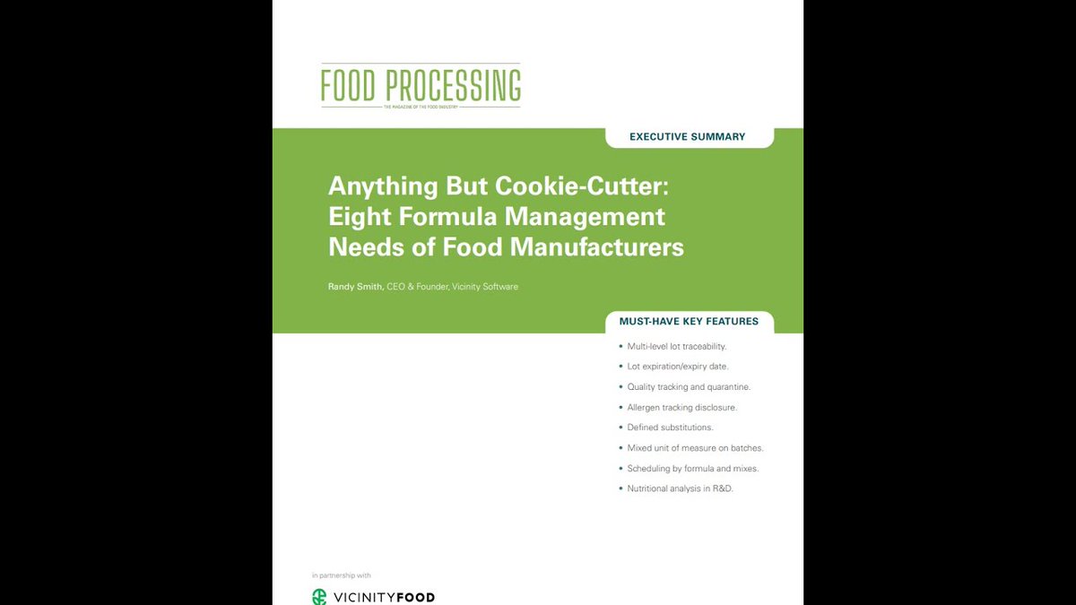 Want to know why 'multi-level lot traceability' is a key #manufacturingsoftware feature for #foodprocessors? Check out this clip from a recent webinar to learn more. 

buff.ly/444M0JU 

#manufacturing #foodmanufacturing #softwarefeatures #ERP #batchprocessing #formula