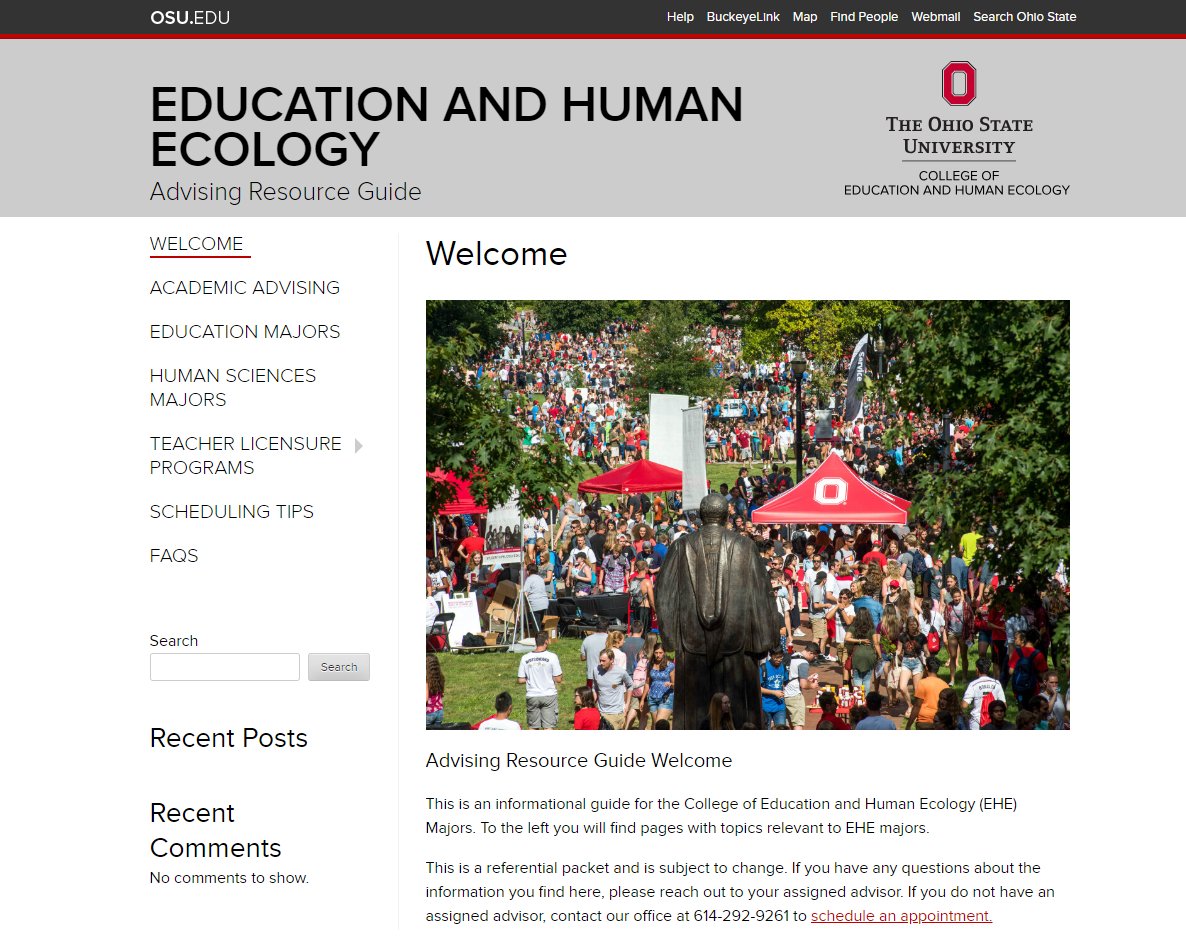 OSUEHEOUE's tweet image. Make the most of your next advising appointment with the new EHE Advising Resource Guide!

This guide provides a variety of advising resources for EHE students to use from orientation to graduation.

For more information, visit the ARG site:  bit.ly/42TSqua