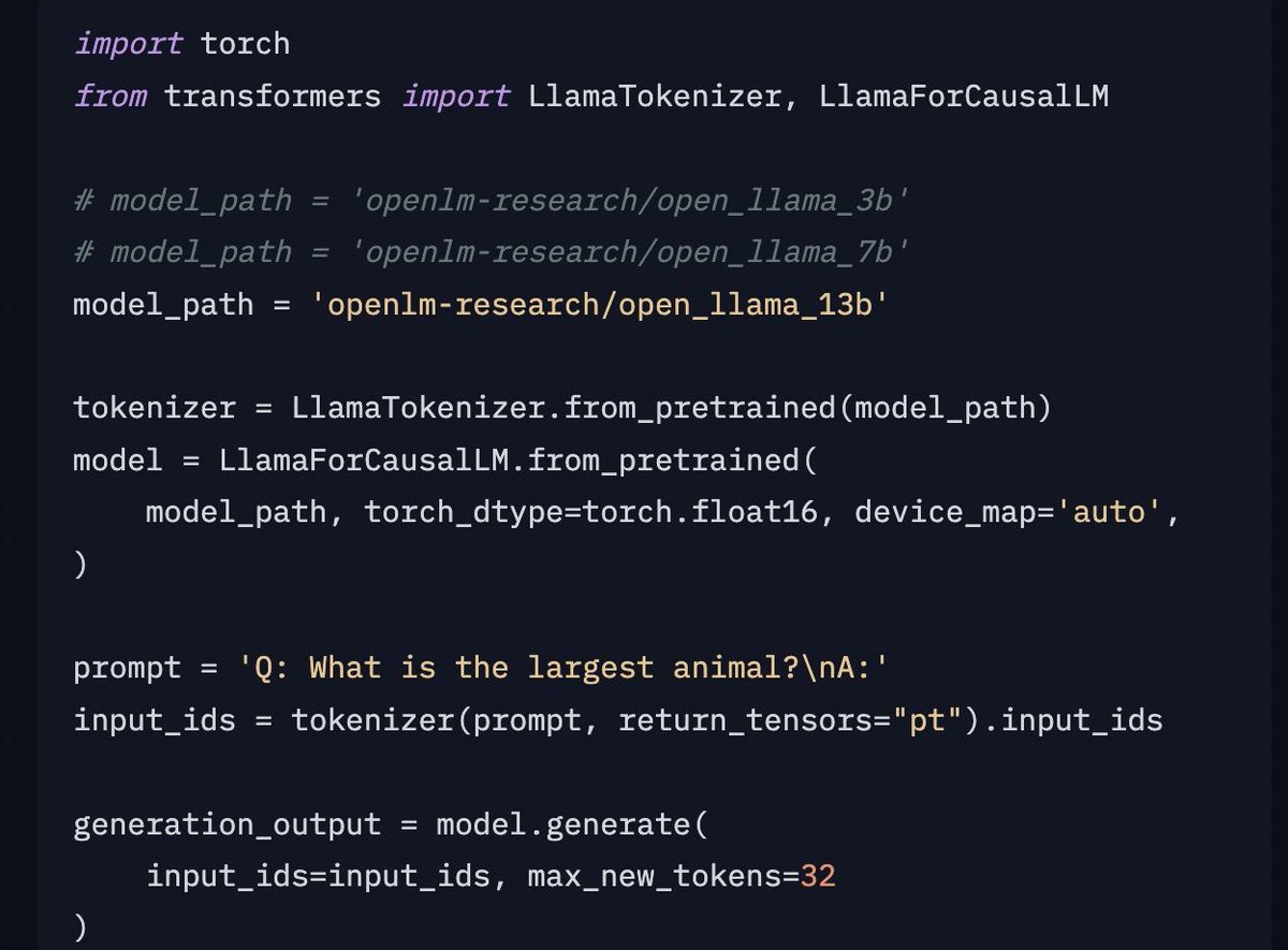 Big News. LLaMA just went Apache 2.0 with OpenLLaMA!

OpenLLaMA is a permissively licensed open source reproduction of Meta AI’s LLaMA 7B and 13B trained on the RedPajama dataset.

They are releasing 3B, 7B and 17B models trained on 1T tokens and provide PyTorch and JAX weights…