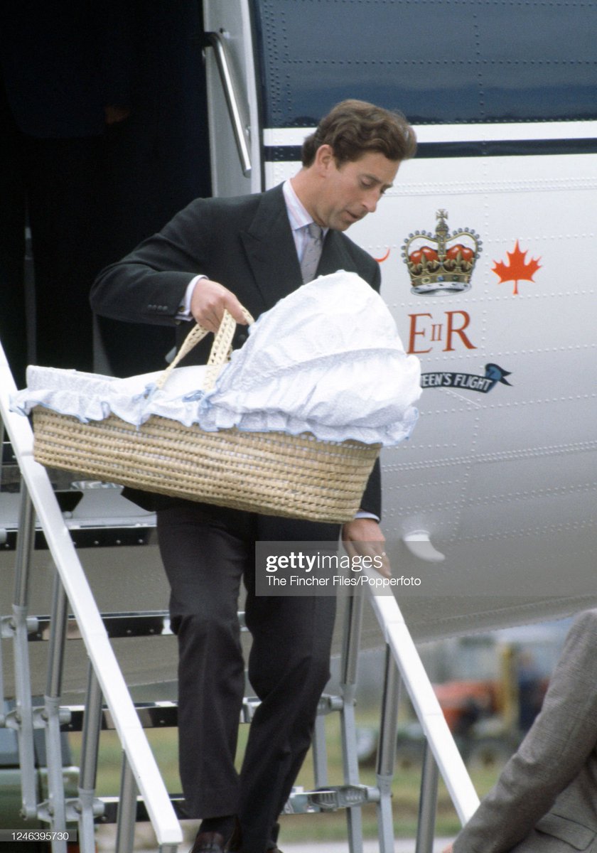 Prince William's first trip to Balmoral! King Charles III arriving in Aberdeen with his two-month-old son, August 1982.