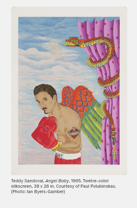 GettyFoundation's tweet photo. Save the date for "Teddy Sandoval and the Butch Gardens School of Art" opening October 21 at @vpam_arts.

Supported by our #PaperProject initiative, committed to shining greater light on prints and drawings, the exhibition is the first museum retrospective dedicated to the inventive though overlooked artist Teddy Sandoval (1949–1995).

A central figure in Los Angeles’s queer and Chicanx artistic circles, Sandoval produced subversive, yet playful artworks that explored gender and sexuality. He continuously mined archetypes of masculinity in his work through his signature icon: a faceless man, often sporting a mustache.

Learn more: https://t.co/9f05VGmyIZ