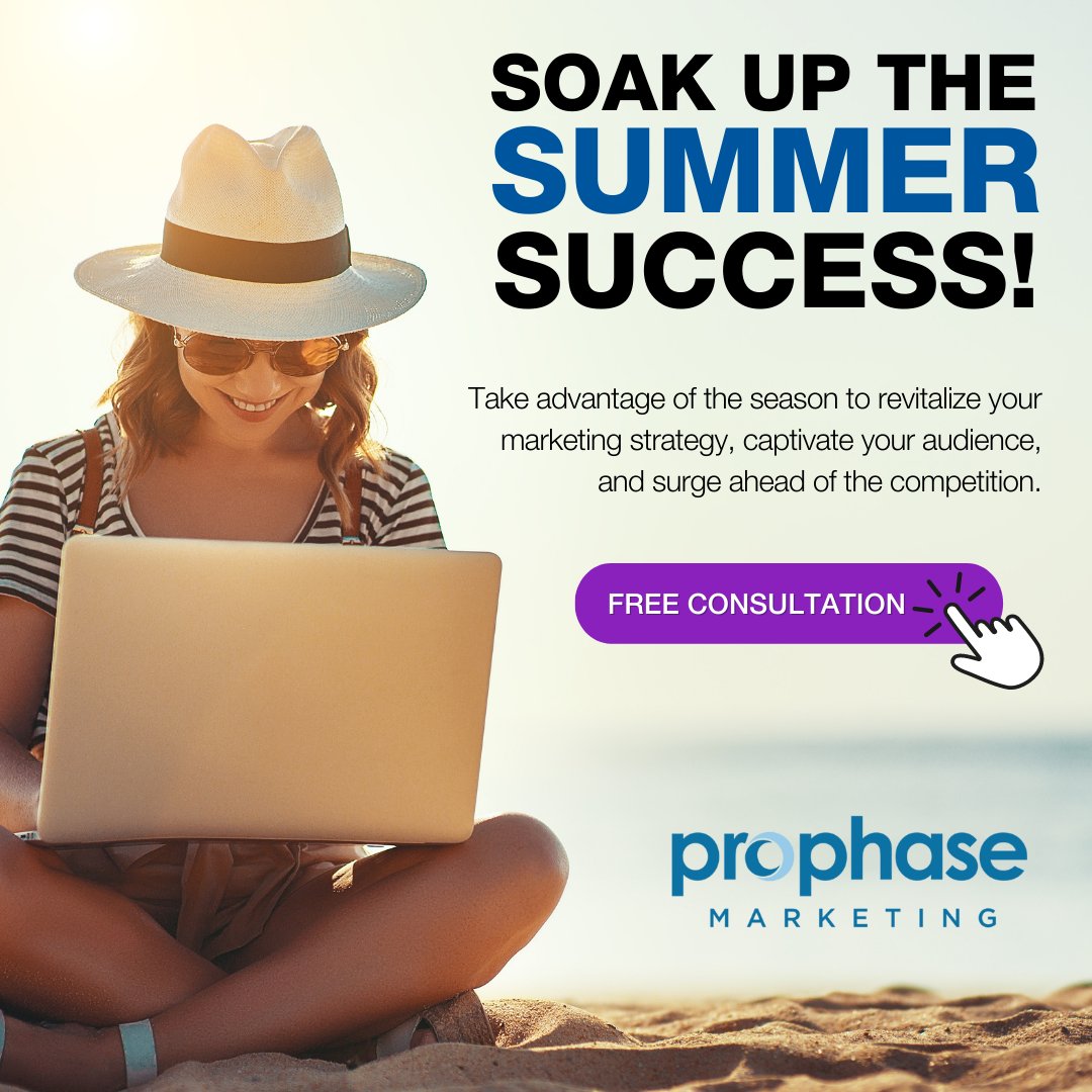ProphaseMktg's tweet image. Heat up your marketing game this summer with help from Prophase! ☀️

Schedule a free marketing consultation: bit.ly/3mwkmVL  

#ProphaseMarketing #Prophase #Marketing #FullServiceMarketing #SummerMarketing #HotDeals