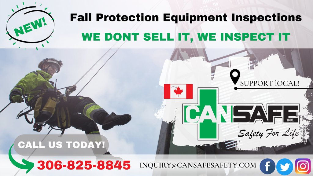 A New Service has been added!
Fall Protection Equipment Inspections
Contact us today for more information. 
inquiry@cansafesafety.com, 306-825-8845, or cansafesafety.com