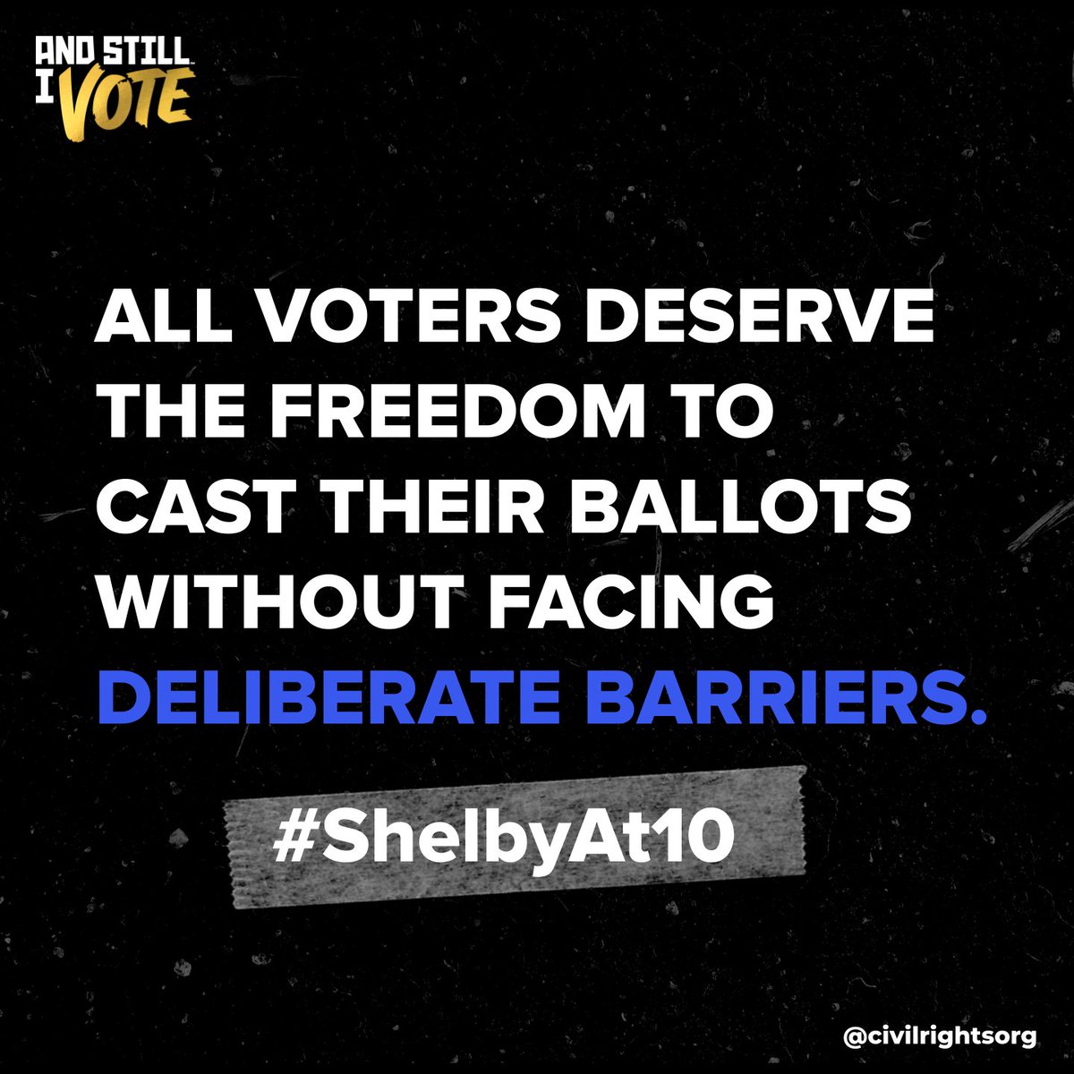 Ten years ago, the Shelby County ruling opened the floodgates to voting discrimination with an intensity that's continued to this day. Racial discrimination in voting is persistent and pervasive. We must counter it everywhere – at federal, state, and local levels. #ShelbyAt10