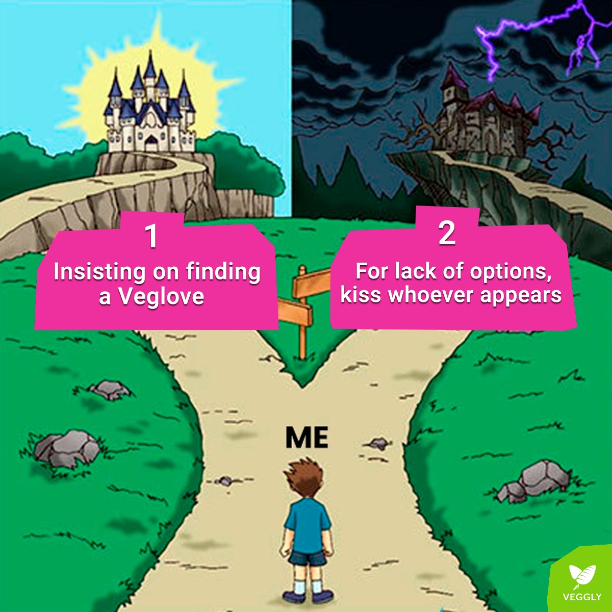 Which path would you choose? 😬😅⁠
.
.
.
.
.⁠
.⁠
#govegan #vegansofig #plantbased  #vegetarian  #veganlifestyle #veganlove #vegansofinstagram #relationship #vegantip #testimonials