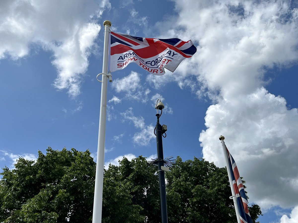 Today we raised the #ArmedForcesWeek flag on #ReservesDay at our sites. We celebrate all those balancing their careers, civilian life, & a military career. We express gratitude 4 their tireless efforts in safeguarding our nation's peace and security. @UHDB_AFN @stephenposeynhs