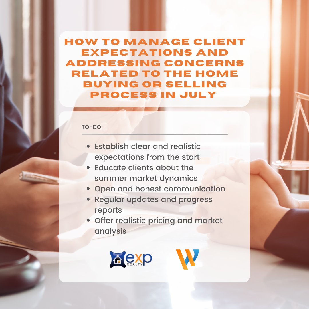johnmathewexp's tweet image. 📈Navigating the Summer Market with Confidence: Managing Expectations and Addressing Concerns 🏡💼

💼Aspiring to be a real estate agent? Contact us now!

#RealEstateAgentTips #realestateethics #agentbestpractices #joinourteam #HNW #eXprealty #DFW