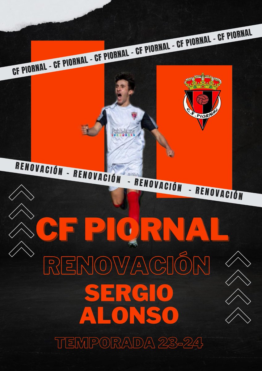 💥 Renovacion temporada 23/24

SERGIO ALONSO, nuestro delantero  seguirá defendiendo la camiseta de su pueblo 
Su gran velocidad y desparpajo en el campo le llevan a ser un gran jugador

Encantados de que sigas formando parte de esta gran familia ❤️🖤
<a href="/Sergioalonso_8/">@Sergio8piornal</a>