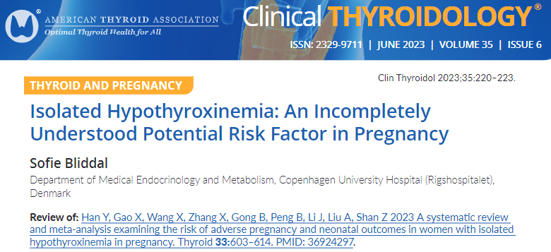 A recent @thyroidjournal study looks at the relevance of isolated low FT4 levels in #pregnancy. @acog @aafp 

ow.ly/GRQn50OTRJc

#endotwitter #OBtwitter #MFMtwitter