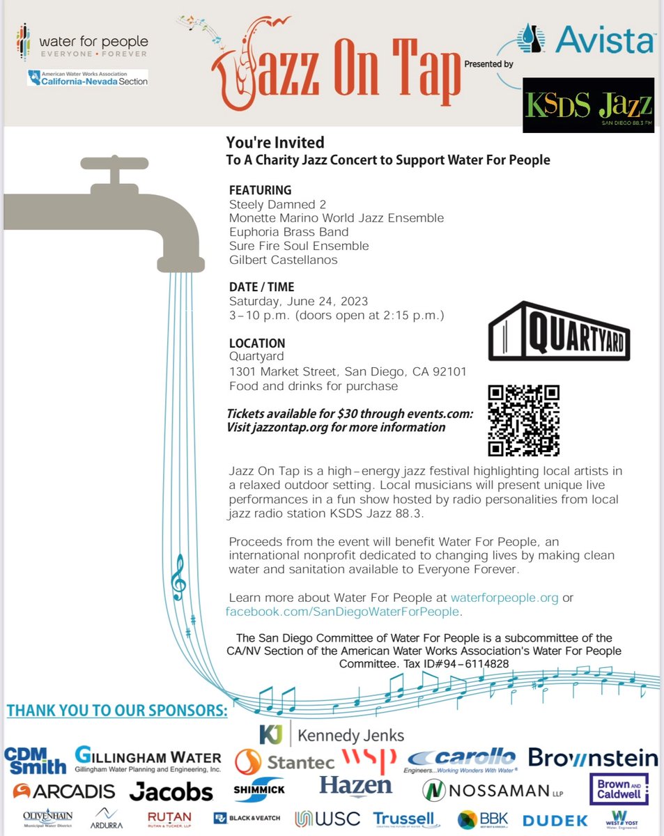 CANVAWWA's tweet photo. Join us along with the San Diego Water For People Chapter at Jazz on Tap this weekend! 

https://t.co/kZCLKpRaAS

#CANVAWWA #WaterForPeople #JazzOnTap https://t.co/2wkShcUqUO