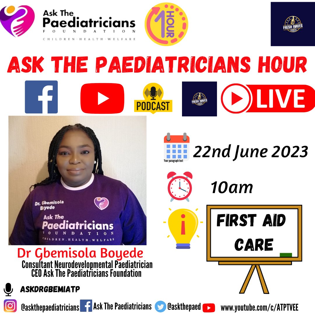 askthepaed's tweet photo. Listen to "ATP HOUR ON FIRST AID CARE (1)" by Ask Dr GbemiATP. https://t.co/dK2mbAQElP https://t.co/5ZRCoxuLJj