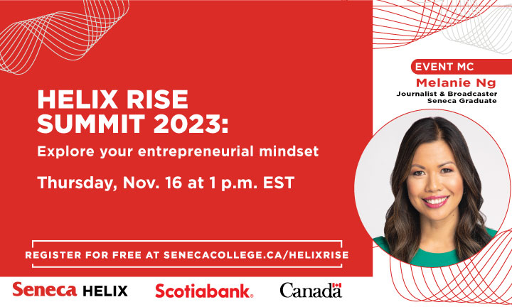 Calling all career-minded women and female entrepreneurs! Join our esteemed MC, Melanie Ng on Nov. 16. Apply now to become an exhibitor at HELIX RISE. Please email HERizons@senecacollege.ca Register: eventbrite.com/e/helix-rise-s… @SenecaCollege @scotiabank @CityMelanie #SenecaHELIX
