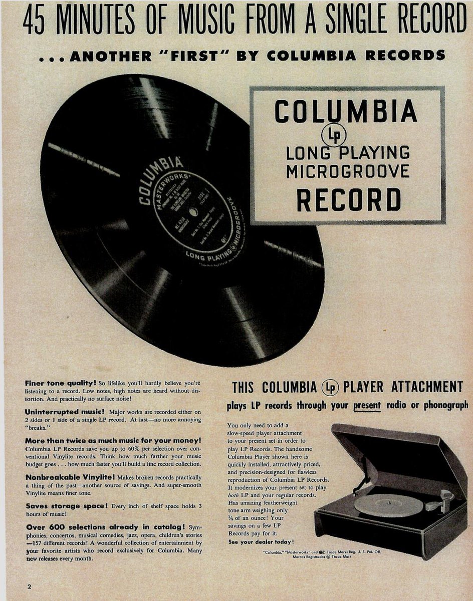 Happy 75th anniversary LP! Columbia announced a major new technological breakthrough on this day in 1948 — a phonographic vinyl record that is "long-playing", meaning up to 23 minutes per side, AKA the vinyl LP. #lp #75thanniversary #vinylrecords