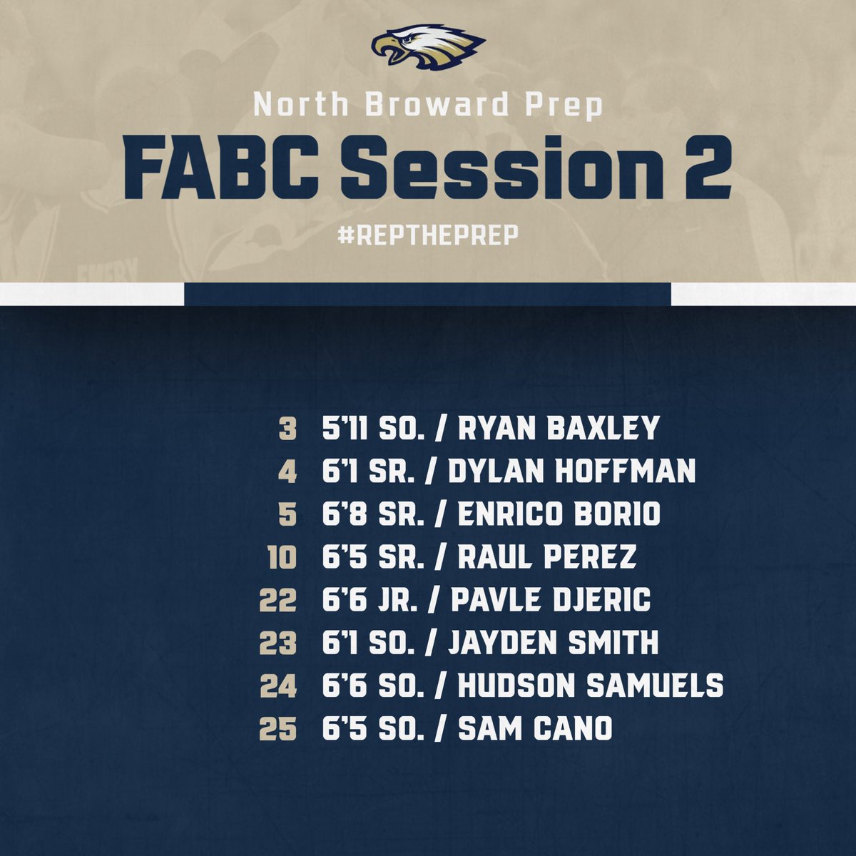 NBP_Basketball's tweet image. 🚨Coaches🚨
Roster and Schedule for @FABCHoops Team this weekend in Gainesville.
🦅🦅🦅
@NBPSAthletics @PBCBBallForum @RossVDG14 @MungertownM @_joshtec @HoopSeenFL @Relentless_Hoop @BTS_Report @ExposureFlhoops @FloridaHoops