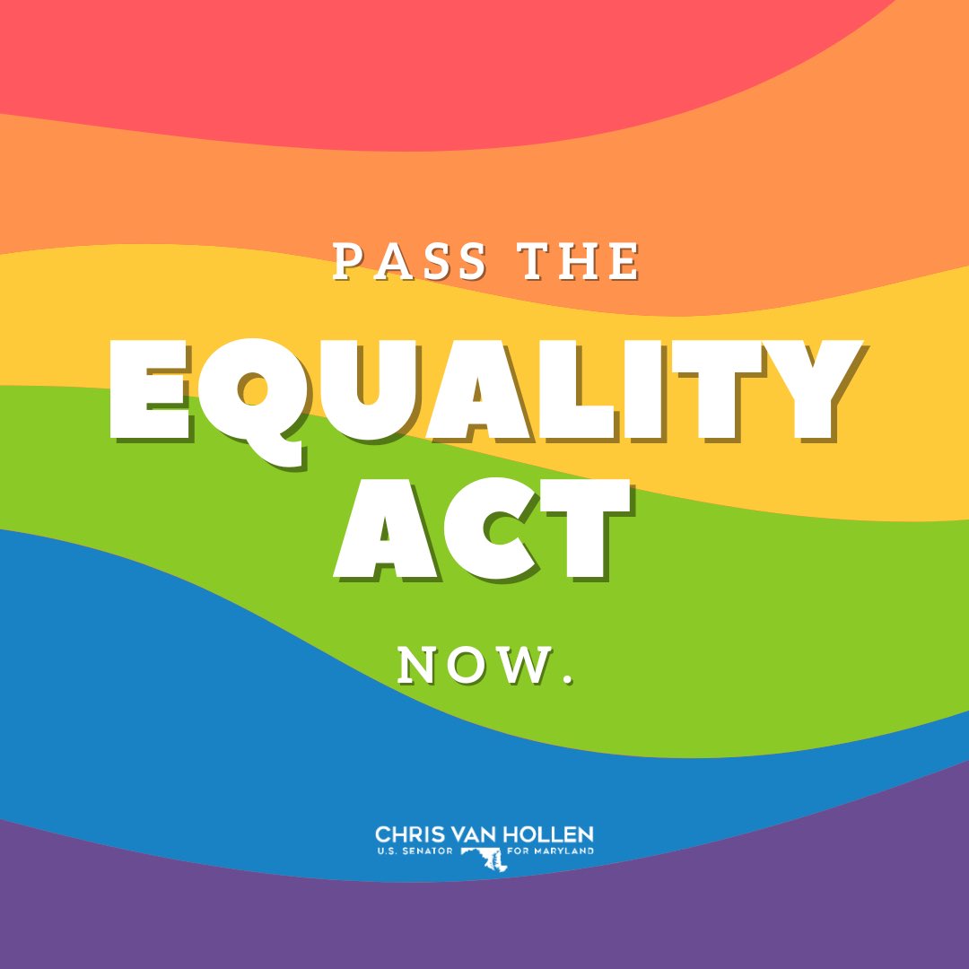 No one should be punished for who they are or who they love. Today we're reintroducing the #EqualityAct to ensure LGBTQ+ Americans across the country are protected from discrimination.
 
It's past time we make it law.