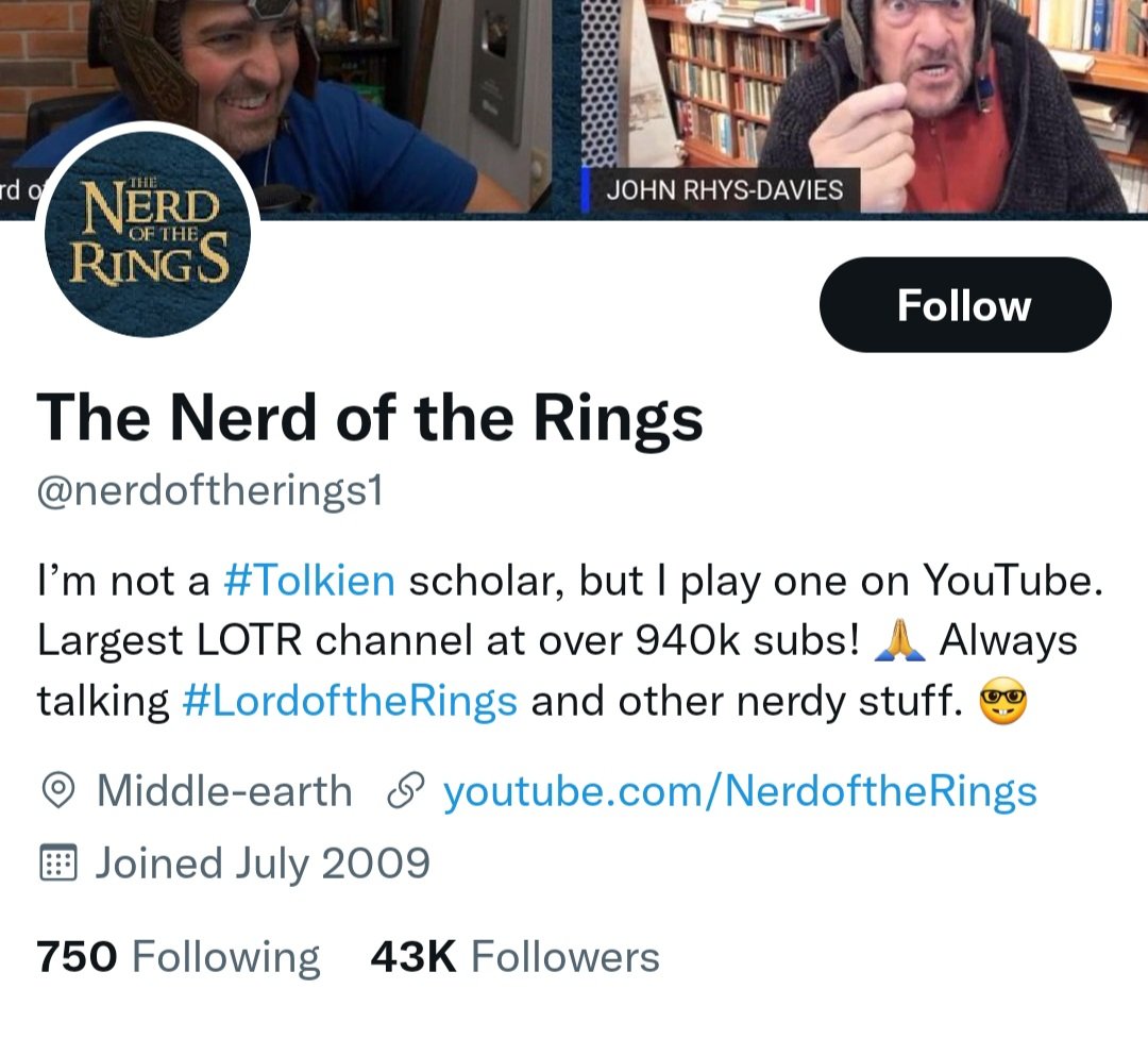 -Shilled Rings of Power

-Shilled racist 'LotR' MTG cards

-Shilled Gollum game

-Uploaded a backtrack review of RoP after his initial shilling was ratio'd into oblivion

-YT channel created right before RoP production began

Largest 'LotR' channel

Fraudulent Tolkien 'fan'