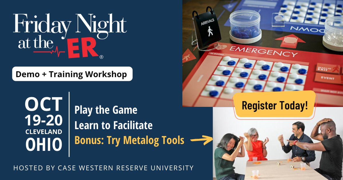 Want to play the game and learn to facilitate? Join us in Cleveland Oct 19-20! Save your seat today: fridaynightattheer.com/public-worksho…

#learninganddevelopment #systemsthinking
#IPE #MedEd #nursingeducation