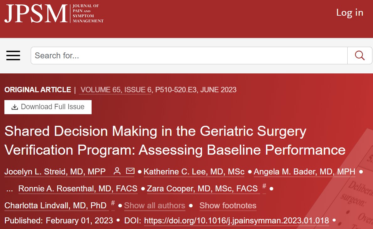 The John A. Hartford Foundation (@johnahartford) on Twitter photo <a href="/JPSMjournal/">Journal of Pain and Symptom Management (JPSM)</a> article shows that asking #WhatMatters to older adults undergoing surgery is not always done. <a href="/AmCollSurgeons/">American College of Surgeons</a>'s Geriatric Surgery Verification standards will help ensure #AgeFriendly care.
Learn more: ow.ly/sf9s50OTOR7 <a href="/JPSMjournal/">Journal of Pain and Symptom Management (JPSM)</a> article shows that asking #WhatMatters to older adults undergoing surgery is not always done. <a href="/AmCollSurgeons/">American College of Surgeons</a>'s Geriatric Surgery Verification standards will help ensure #AgeFriendly care.
Learn more: ow.ly/sf9s50OTOR7