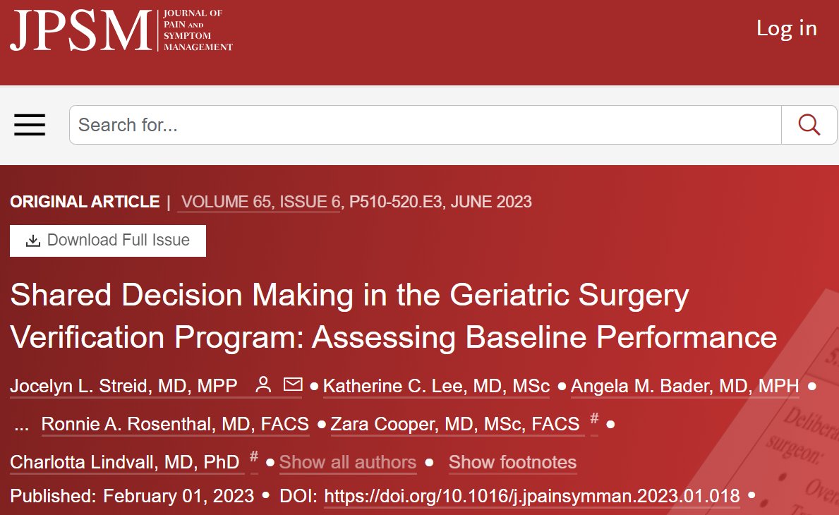 @JPSMjournal article shows that asking #WhatMatters to older adults undergoing surgery is not always done. @AmCollSurgeons's Geriatric Surgery Verification standards will help ensure #AgeFriendly care. Learn more: ow.ly/sf9s50OTOR7