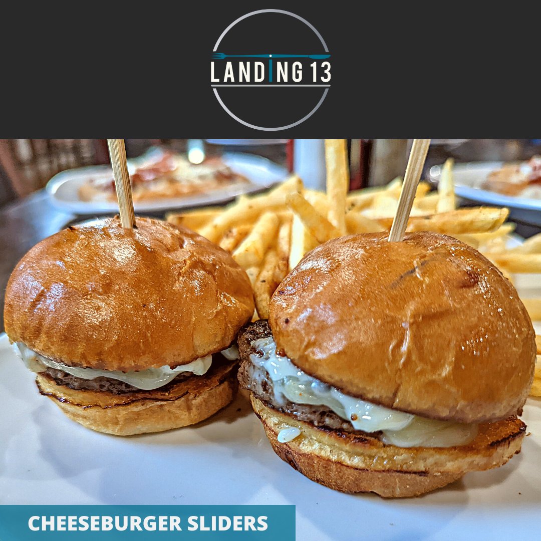 Our burgers may be too much for your kids, but these tasty cheeseburger sliders are just right! Slide on over to Landing 13 for dinner with the family today!

#Landing13
#Porterville
#CheeseburgerSliders
#Cheeseburger
#Sliders
#Burger
#Kids
#Children
#KidsMenu
#ChildrensMenu