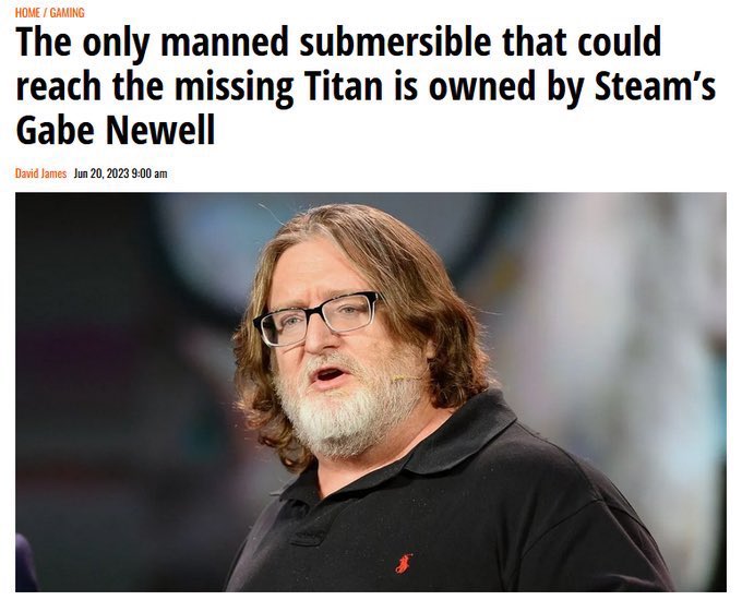 noob dog on X: What sort of timeline are we in where the last hope to save  a missing submarine manned by a logitech wireless controller is owned by Gabe  Newell? Someone