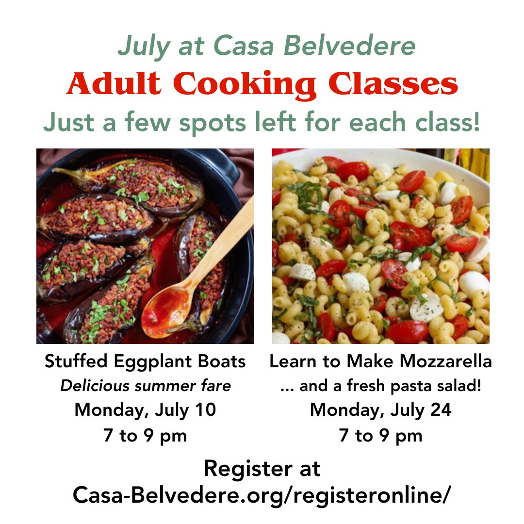 A few spots remain for 2 ADULT COOKING CLASSES in July at Casa Belvedere! Gather your friends and sign up today before they sell out: bit.ly/3JlyKs7
#CasaBelvedere #TheItalianCulturalFoundation #StatenIsland #AllInNYC #ThingsToDoInNYC #CookingClasses #InPersonClass #Cook